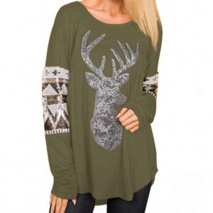 Sequin deer shirt